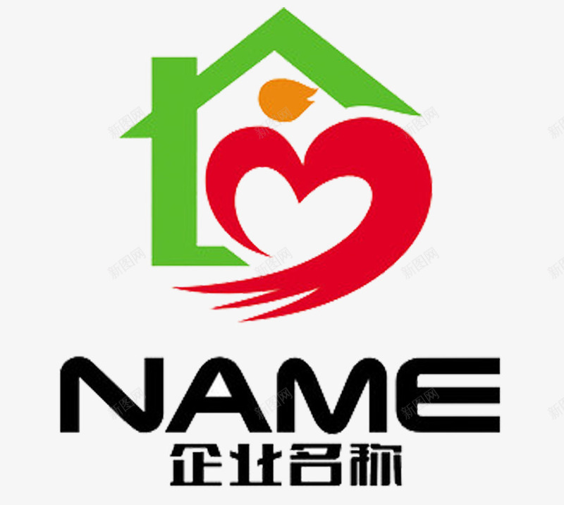 家政服务LOGO图标png_新图网 https://ixintu.com LOGO 家政 家政服务 心形 房子
