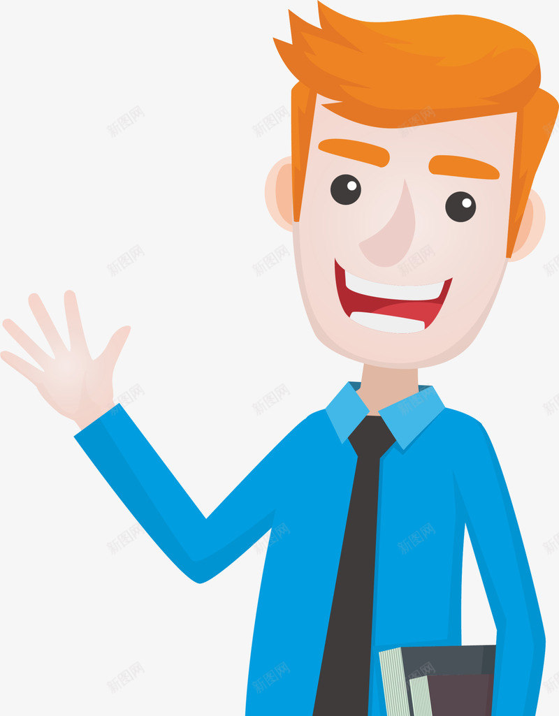 打招呼的男人插画png免抠素材_新图网 https://ixintu.com 人物插画 帅气男人 开心 打招呼 男人插画 西装革履