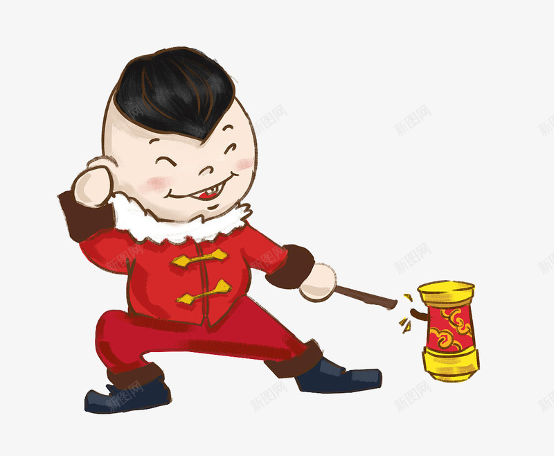 微笑着放鞭炮的男孩png免抠素材_新图网 https://ixintu.com 卡通 可爱 开心 微笑 手绘 男孩 鞭炮 黄色
