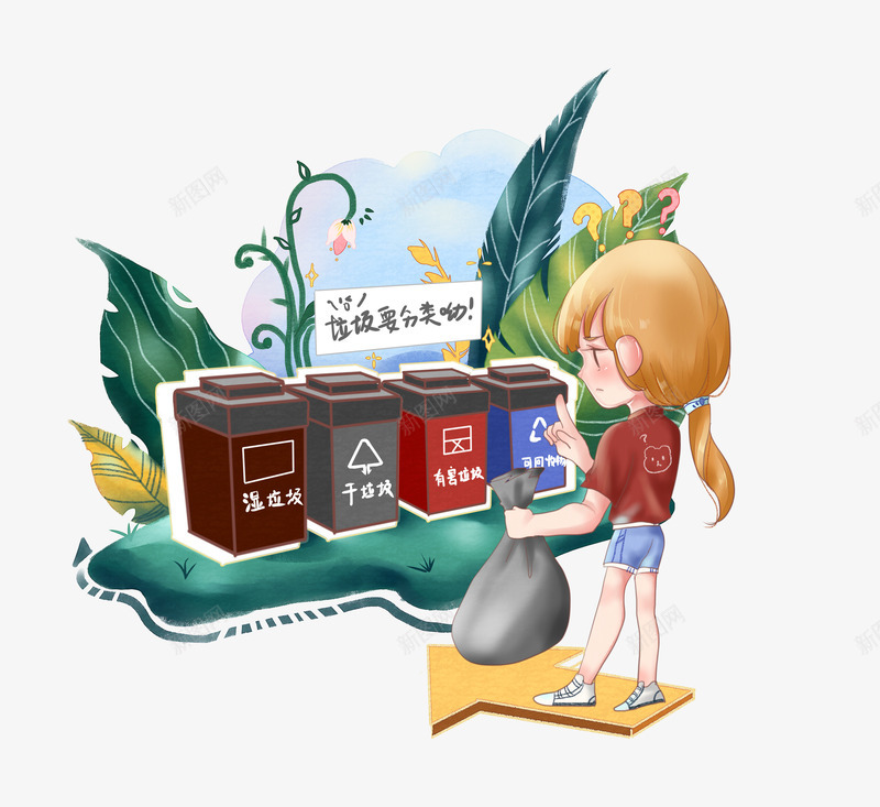 垃圾分类人投放垃圾png免抠素材_新图网 https://ixintu.com 分类 四类垃圾 垃圾 素材