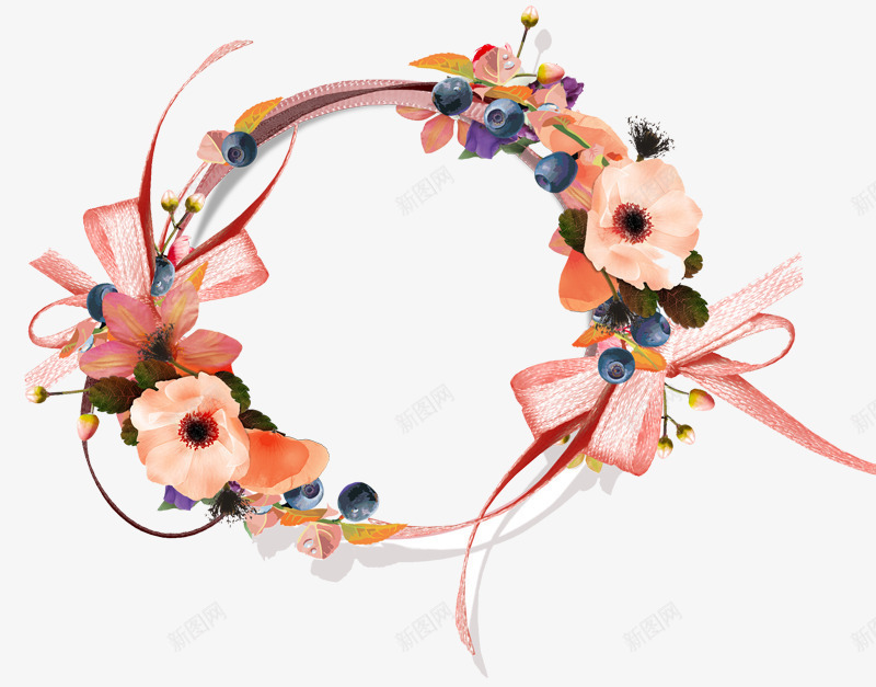 花环粉红花环相框边框png免抠素材_新图网 https://ixintu.com 相框 粉红 花环 边框