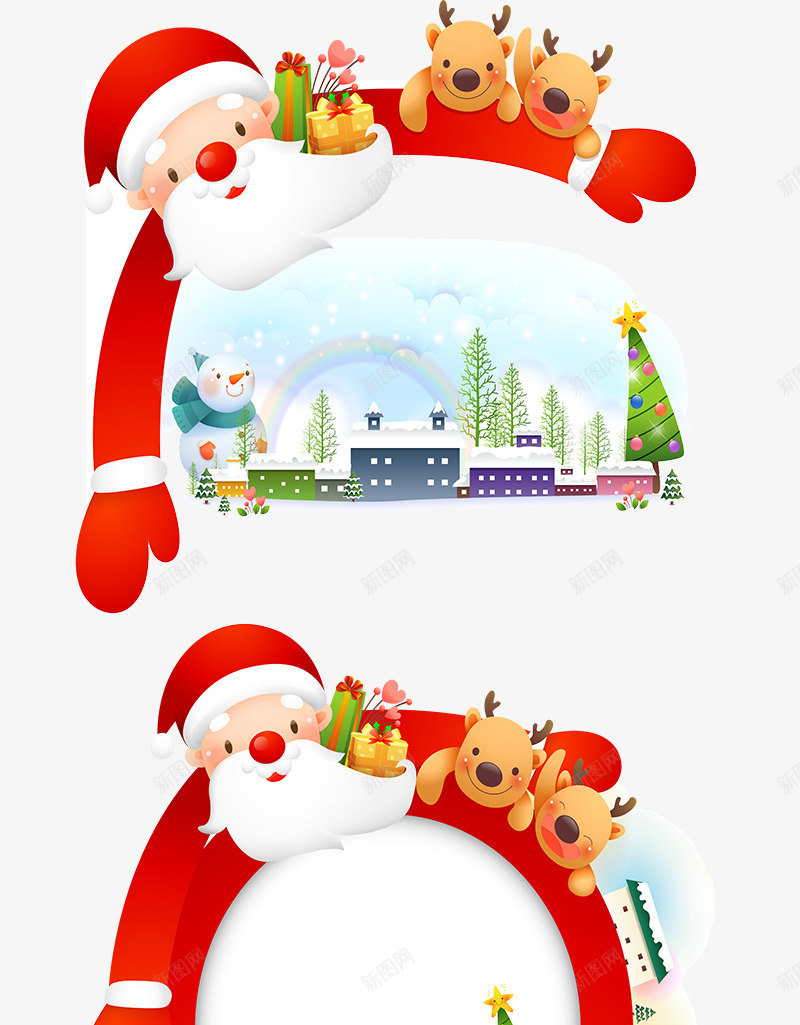 圣诞老人装饰边框矢量图ai免抠素材_新图网 https://ixintu.com 冬天 圣诞节 节日元素 矢量图