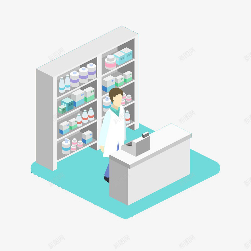 药店png免抠素材_新图网 https://ixintu.com 创意 扁平化 药店