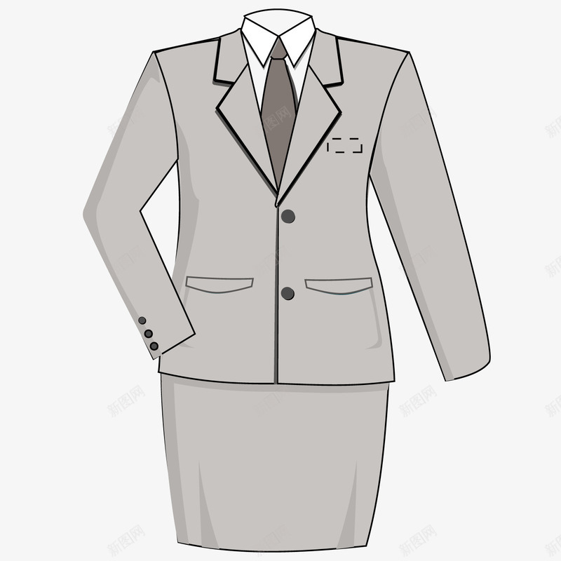 灰色女士工作服裙装png免抠素材_新图网 https://ixintu.com 女士 工作服 灰色 裙装