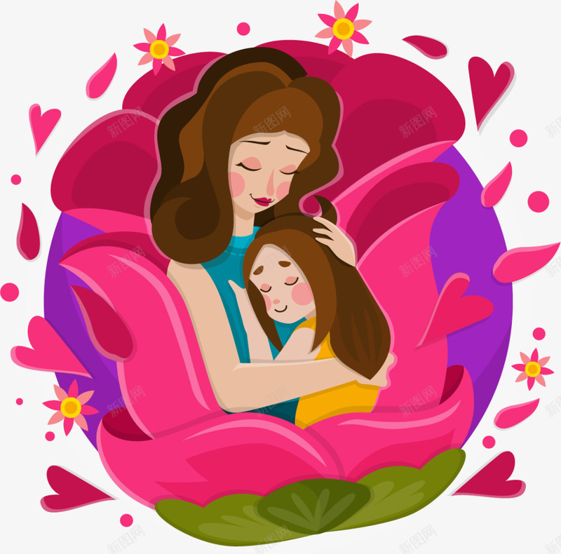 母亲节妈妈和女儿png免抠素材_新图网 https://ixintu.com 妈妈和女儿 开心 拥抱 母亲节 母爱 相拥