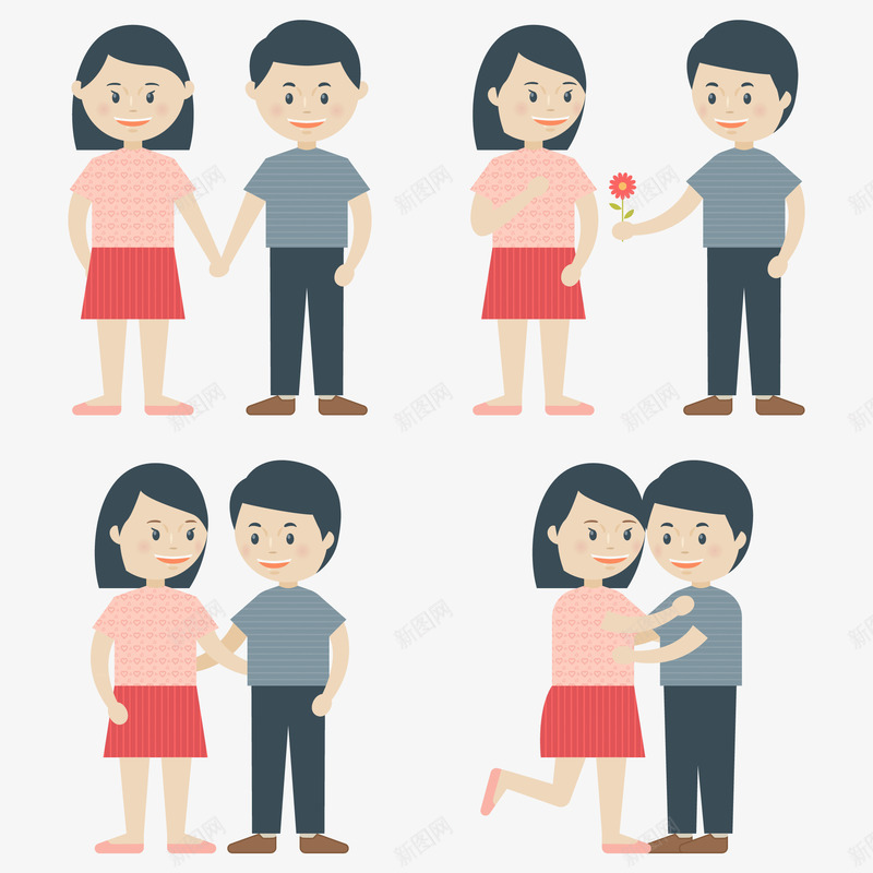 年轻夫妇在四个浪漫时刻png免抠素材_新图网 https://ixintu.com 夫妇 年轻 开心 开心的人 时刻 浪漫
