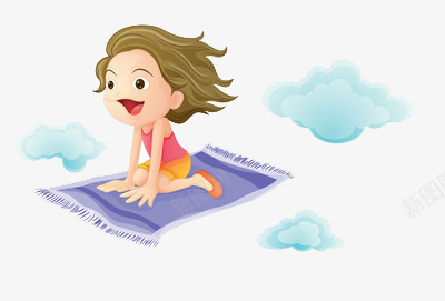 在飞毯上的小孩子png免抠素材_新图网 https://ixintu.com 开心 童话 高心