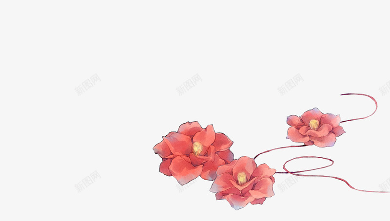 水墨红花植物png免抠素材_新图网 https://ixintu.com 植物 水墨 素材 红花