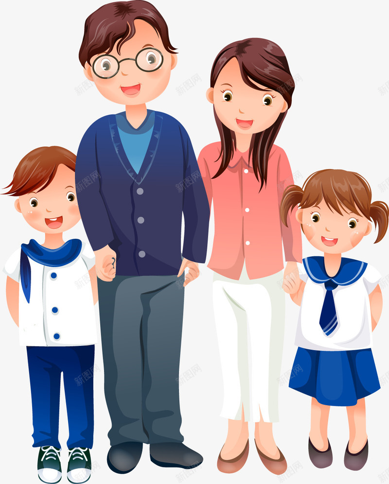 卡通png免抠素材_新图网 https://ixintu.com 人物 全家福 卡通 可爱 家庭 手绘