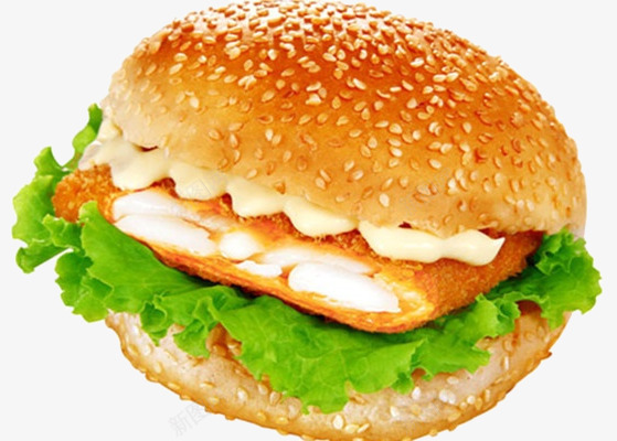 洋快餐深海鳕鱼堡png免抠素材_新图网 https://ixintu.com 汉堡包 油炸食品 洋快餐 炸鸡汉堡 甜点 鳕鱼堡