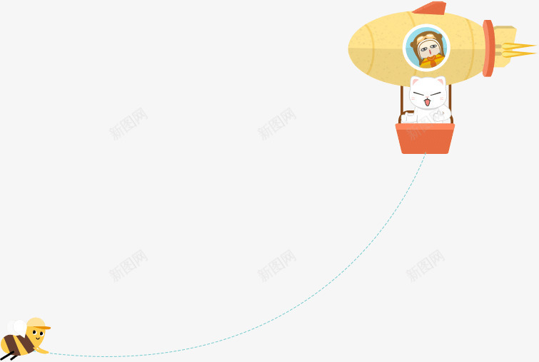 卡通火箭蜜蜂装饰png免抠素材_新图网 https://ixintu.com 卡通 火箭 蜜蜂 装饰
