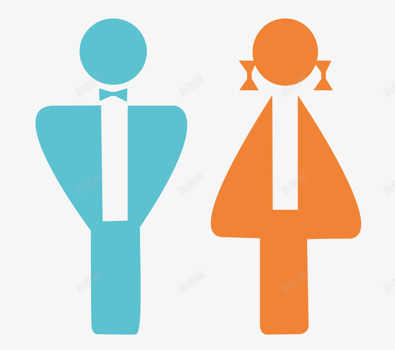 男女图标矢量图ai_新图网 https://ixintu.com 卫生间 厕所 洗手间 洗手间指示牌 洗手间标识 男女 男女洗手间 矢量图