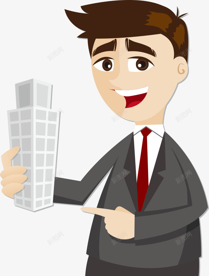 拿楼房模型的男人png免抠素材_新图网 https://ixintu.com 人物 卡通人物 商务人物 楼房模型 矢量人物 销售员