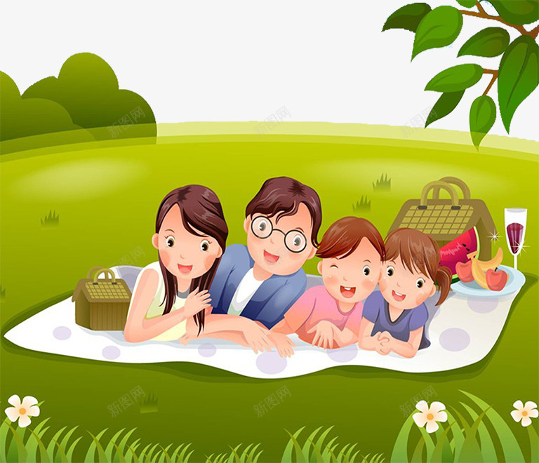 躺在草地上的一家人png免抠素材_新图网 https://ixintu.com 一家人躺在草地上 出游 卡通躺在草地上 草地上 草地上休息 踏青 躺在草地上