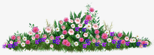 一堆紫粉色花草png免抠素材_新图网 https://ixintu.com 小草 白色花 粉色花 紫色花 花朵