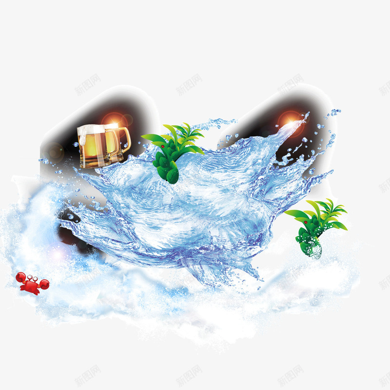 天空蓝水水花植物png免抠素材_新图网 https://ixintu.com 儿童海报制作天空蓝 免抠 插画 插画海报 植物 水 水花 淘宝美工 淘宝美工背景 简约插画