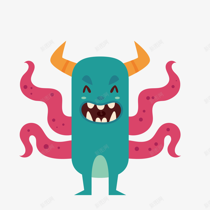 触手卡通怪物矢量图eps免抠素材_新图网 https://ixintu.com 卡通 小清新 形象设计 怪物 恶魔 生物 矢量图 简约 红色 触手 触手怪物