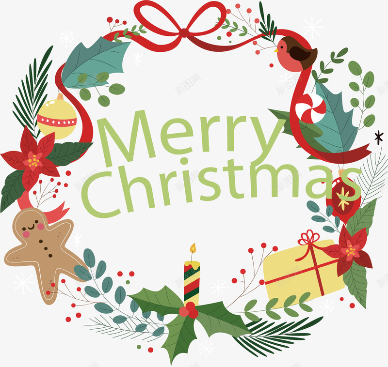 卡通圣诞花环矢量图ai免抠素材_新图网 https://ixintu.com merryChristmas 圣诞快乐 圣诞礼物 圣诞节 圣诞花环 矢量png 矢量图