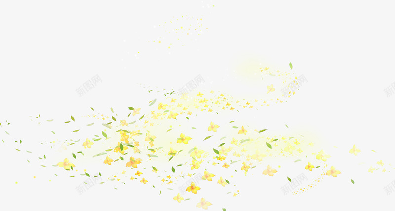 黄色秋季漂浮碎花png免抠素材_新图网 https://ixintu.com 漂浮 秋季 黄色