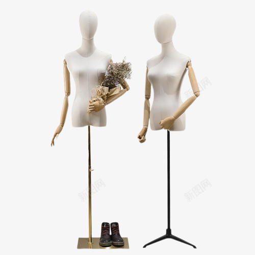 两个半身模特架png免抠素材_新图网 https://ixintu.com 免抠 实物 展示架 底座 服装模特道具 模特架