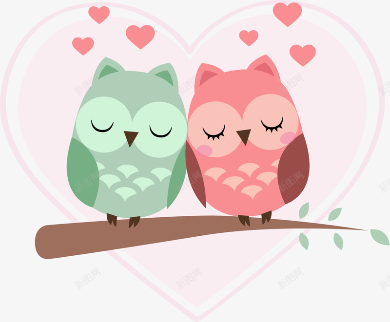 情人节恩爱的猫头鹰png免抠素材_新图网 https://ixintu.com 亲密 可爱猫头鹰 恩爱的猫头鹰 情人节 爱情 红色爱心