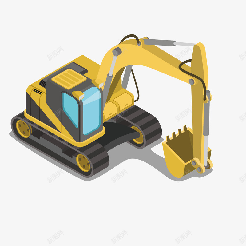 黄色挖掘机模型矢量图ai免抠素材_新图网 https://ixintu.com 大型车 工业车模型 工具 挖掘机 机械 立体 重型机械 黄色 矢量图