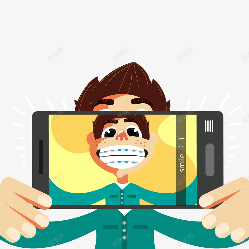 自拍照png免抠素材_新图网 https://ixintu.com 开心 牙套 相机 自拍海报 装饰