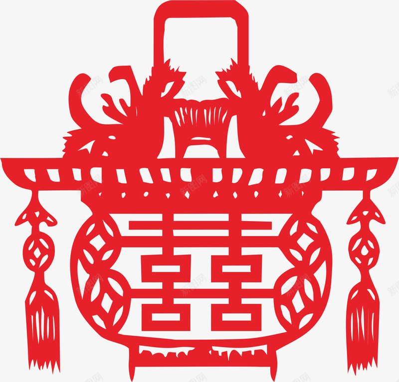 囍字剪纸png免抠素材_新图网 https://ixintu.com 中国风 剪纸 囍 婚庆 红色