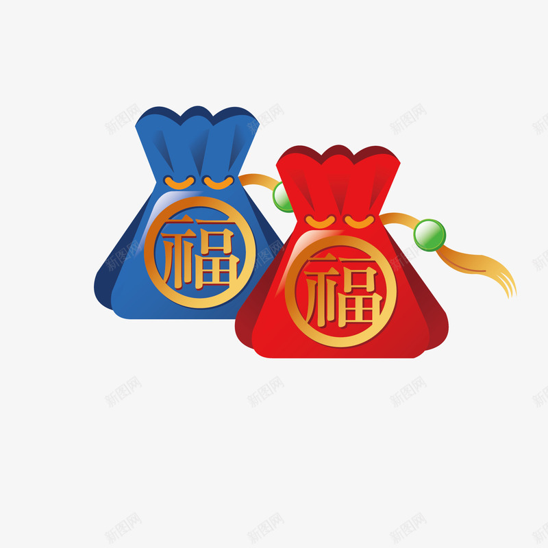 新春福袋矢量图eps免抠素材_新图网 https://ixintu.com 中国 双色 图案 福袋 矢量图