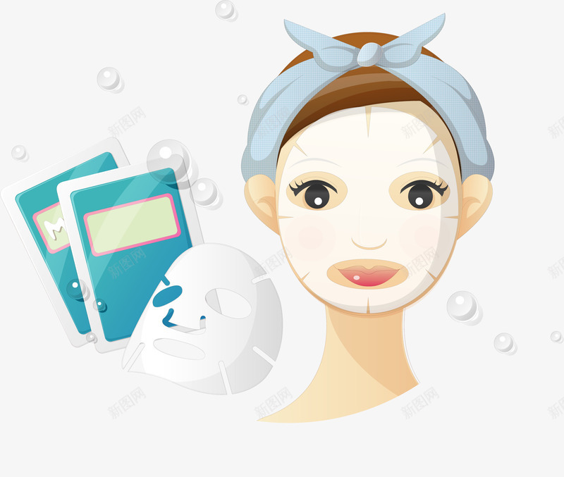 手绘贴面膜png免抠素材_新图网 https://ixintu.com 保养 手绘 贴面膜