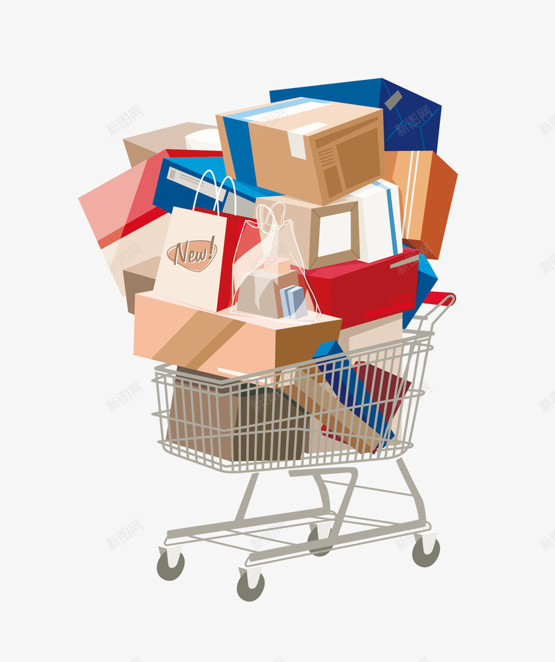 简约购物车png免抠素材_新图网 https://ixintu.com 代金券 低价处理 新发超市 水果蔬菜 购物中心 购物车 超市图片 超市大促海报 超市展板 超市广告 超市海报