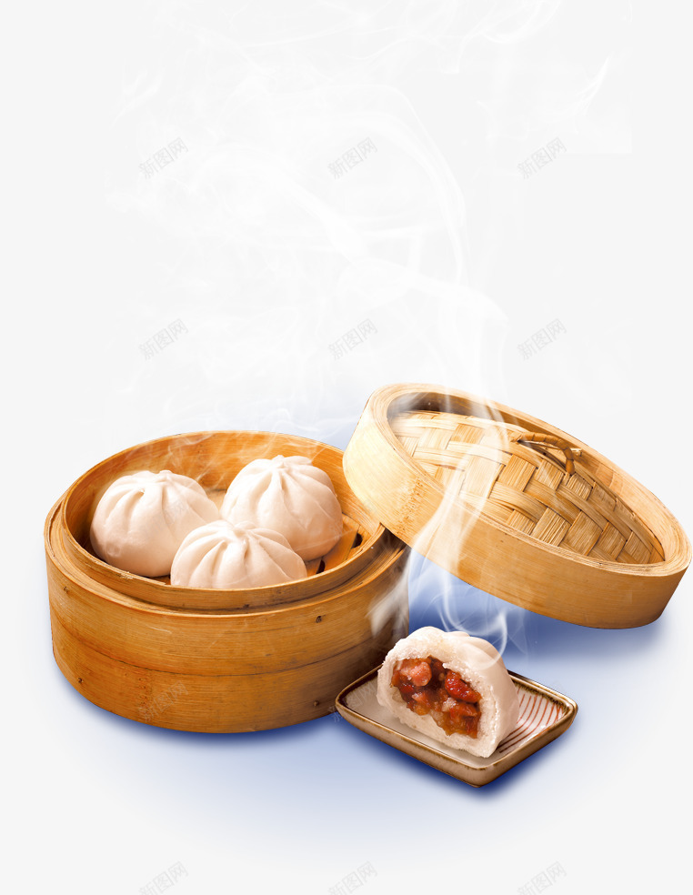中国食物psd免抠素材_新图网 https://ixintu.com 中国食物 包子 点心 茶楼点心 蒸笼