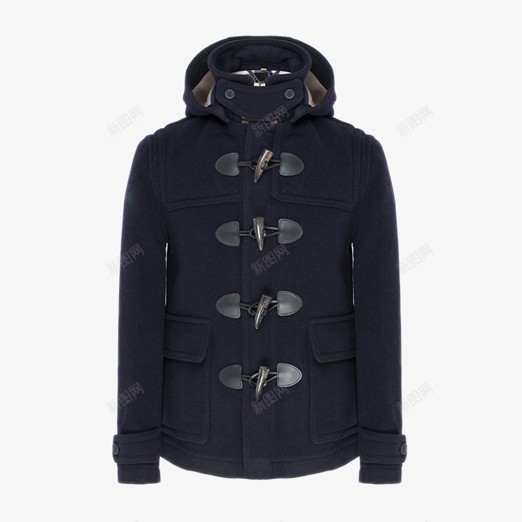 翻领连帽纯色牛角扣大衣png免抠素材_新图网 https://ixintu.com 3911154500309683 BURBERRY 博柏利 牛角扣大衣 男士外套 纯色 翻领连帽