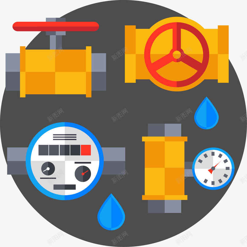 水表开关插图png免抠素材_新图网 https://ixintu.com 开关 水压 水表 水表开关插图 水表开关插图矢量图 矢量水表开关插图