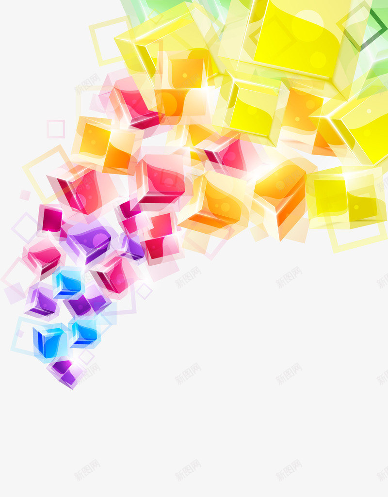 炫彩立体方形元素矢量图eps免抠素材_新图网 https://ixintu.com 动感 彩色 方形 时尚 梦幻 科技 矢量图