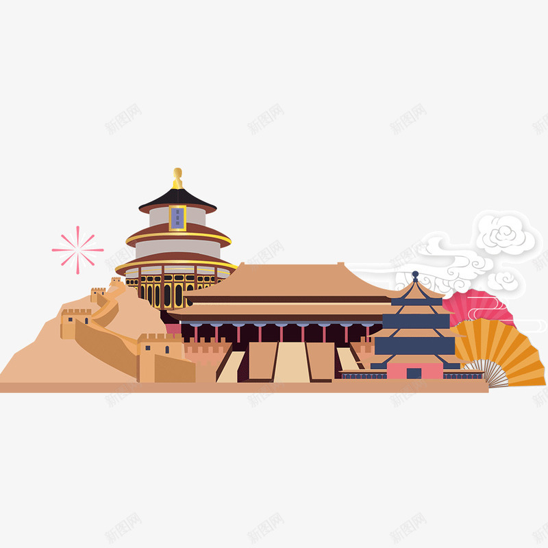 卡通扁平化故宫psd免抠素材_新图网 https://ixintu.com 中国风 中秋佳节 中秋节 中秋节海报 博物馆 卡通插画 故宫