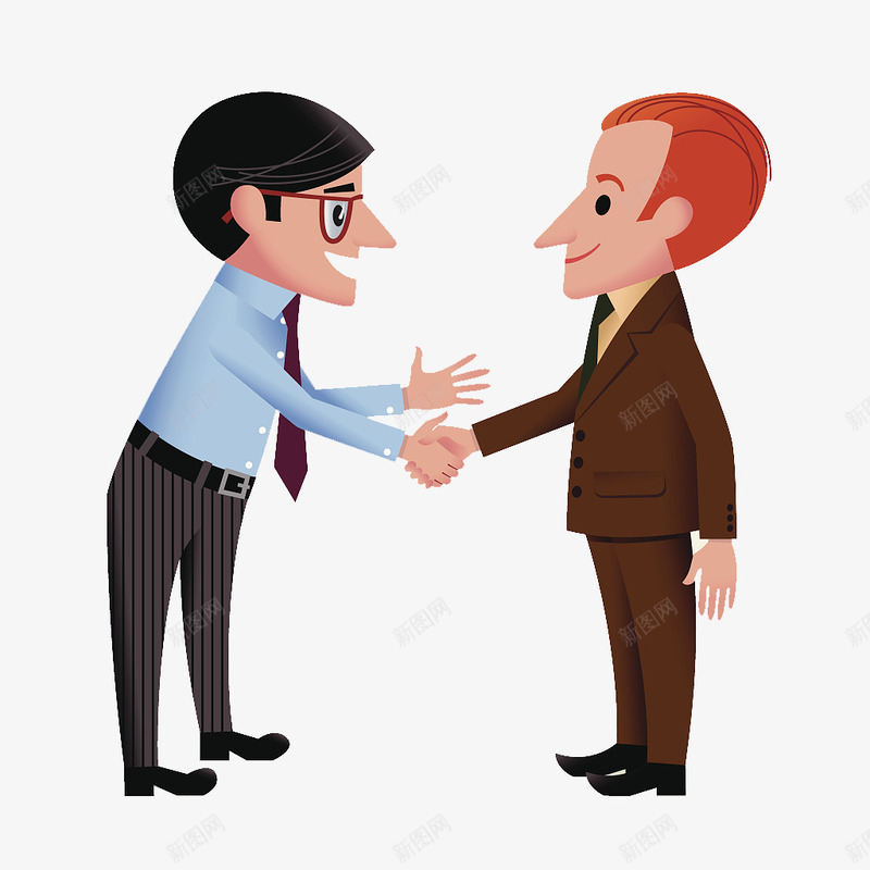 卡通人物两人握手讲话png免抠素材_新图网 https://ixintu.com 两人 两人握手 人物 卡通 商务洽谈插图 握手 讲话
