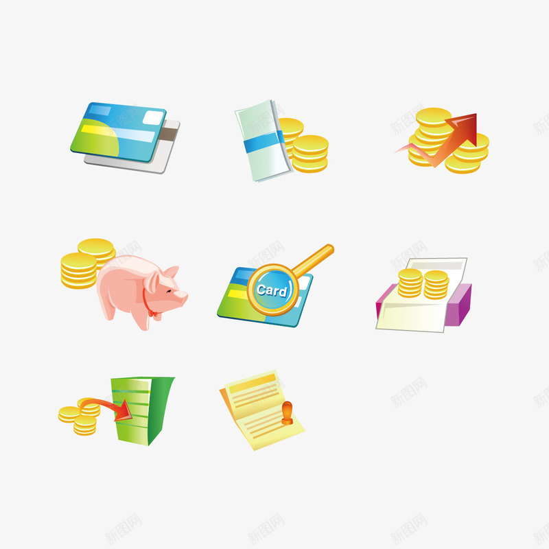 扁平化理财产品图标png_新图网 https://ixintu.com 理财 钱 银行卡