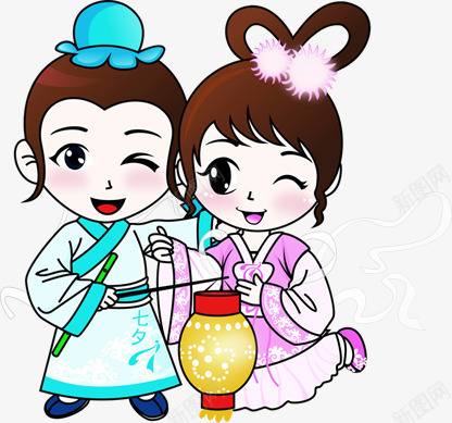 七夕牛郎织女卡通图png免抠素材_新图网 https://ixintu.com 七夕 卡通 牛郎织女
