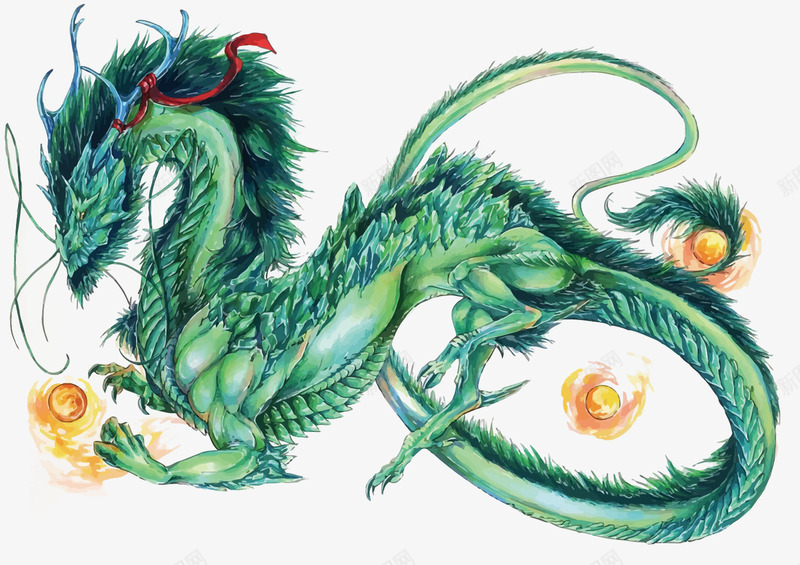 绿色龙矢量图eps免抠素材_新图网 https://ixintu.com 中国风 卡通 手绘 水彩 龙PNG矢量图 龙免扣PNG图 龙矢量 矢量图