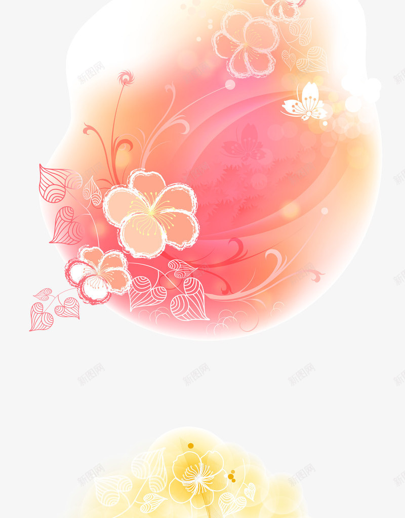 4款淡雅梦幻花卉花纹png免抠素材_新图网 https://ixintu.com 梦幻 淡雅 矢量素材 花卉 花纹