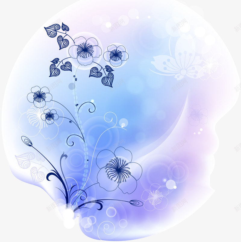 4款淡雅梦幻花卉花纹png免抠素材_新图网 https://ixintu.com 梦幻 淡雅 矢量素材 花卉 花纹
