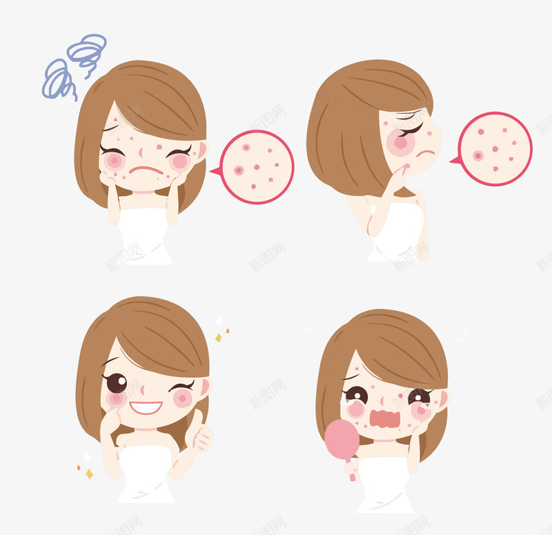 痘痘肌肤问题矢量图eps免抠素材_新图网 https://ixintu.com 卡通 卡通痘痘 手绘 痘痘 皮肤 皮肤表皮 矢量图 美容矢量 肌肤问题PNG矢量图 肌肤问题免扣PNG图