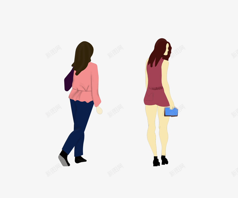 女士背影png免抠素材_新图网 https://ixintu.com 卡通 女士 背影 钱包