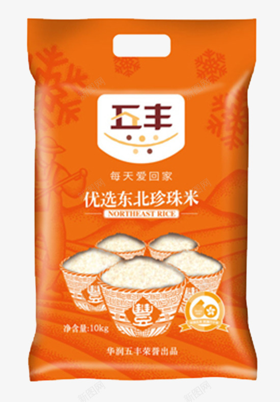 五丰优选东北珍珠米png免抠素材_新图网 https://ixintu.com 五丰 包装设计 珍珠米 米袋子 袋子 装大米