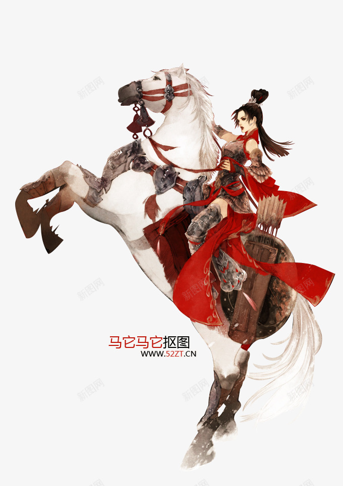 骑马的女将军古风手绘png免抠素材_新图网 https://ixintu.com 古风 将军 骑马