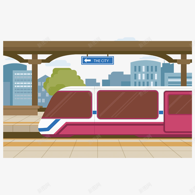 彩色高铁运输元素psd免抠素材_新图网 https://ixintu.com 出行 彩色 扁平化 科技 站牌 运输 铁路 高铁