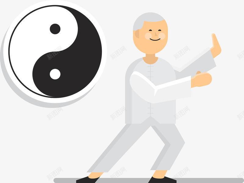 老人打太极png免抠素材_新图网 https://ixintu.com 健身 八卦 八卦图案 八卦阵 卡通老人 太极 太极小人 形状 手绘 爷爷 练太极的 老人 老当益壮 运动 运动老人 阿公