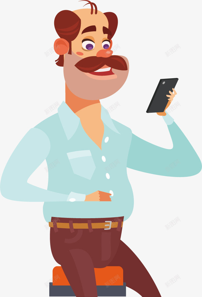 手拿手机的男士矢量图ai免抠素材_新图网 https://ixintu.com 卡通 手机 手绘 男士 红色 胡子 蓝色 黑色 矢量图