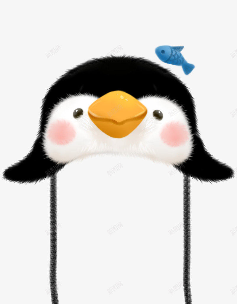 卡通手绘企鹅帽子png免抠素材_新图网 https://ixintu.com 企鹅帽子 冬天 创意 卡通手绘 可爱 帽子 毛球